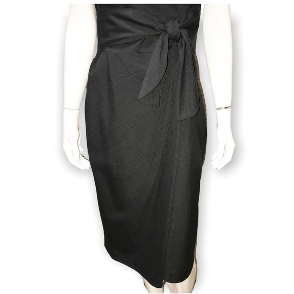 Magaschoni Dark Charcoal summer weight wool sleeveless cowl neck dress - size 8 - Picture 4 of 7